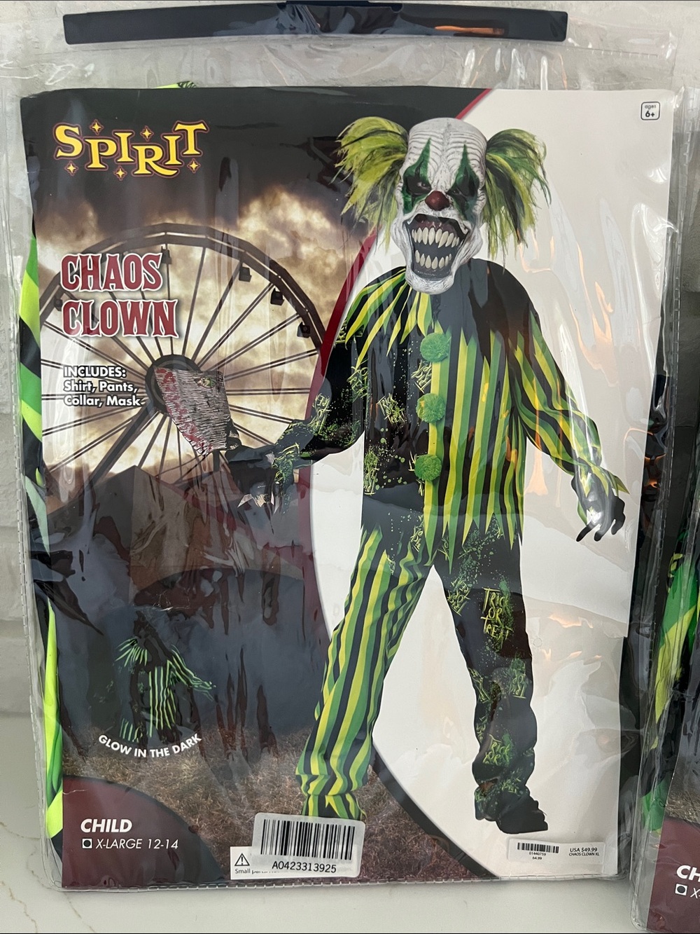 Spirit Chaos Clown Costume - Black & Neon Green